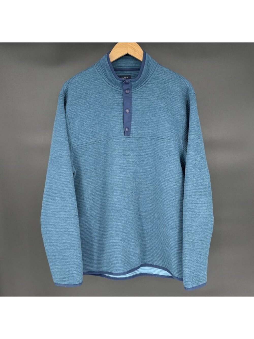 J.Crew Men's Quilted Knit Pullover XL Blue Lightweight Mock Neck BB725 Outdoor